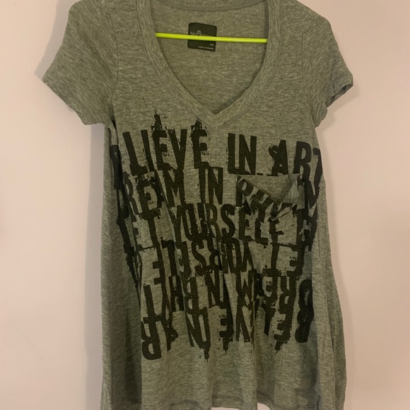 2 for $10 Gray Flowy Graphic Tee - Picture 2 of 4